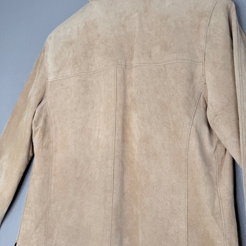 LORD & TAYLOR Tan Suede Leather Jacket Women's Size L Classic Style - Picture 5 of 14